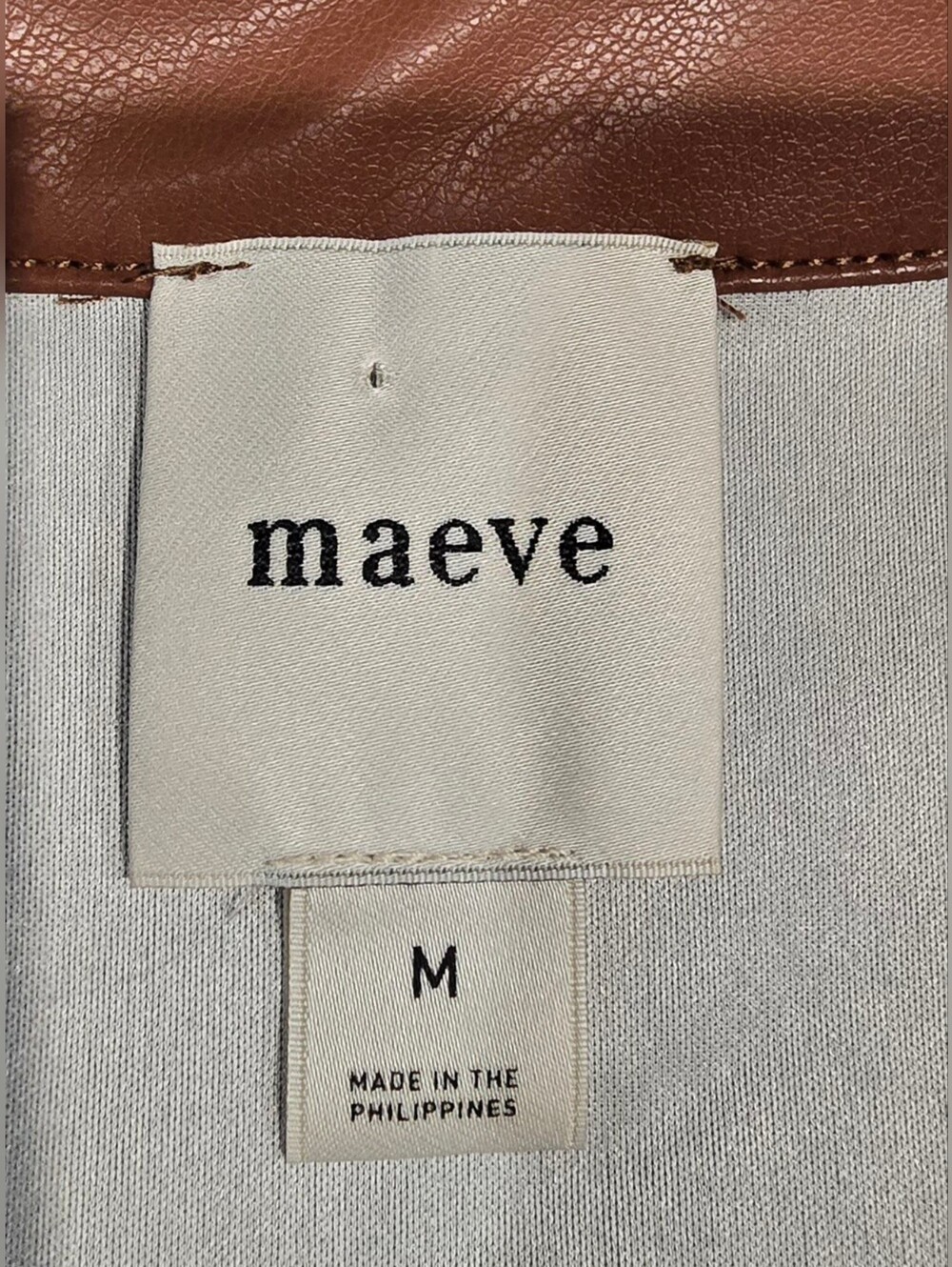 Maeve Lantern Sleeve Faux Leather Blouse Size Medium - Picture 2 of 7